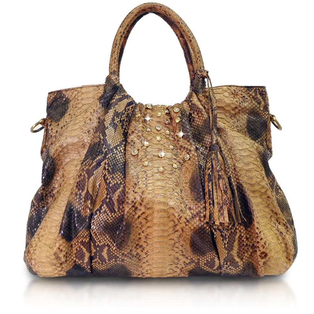 271. NWT WOMENS SHERRILL & BROTHERS PAMELA GENUINE PYTHON BEADED HOBO BAG